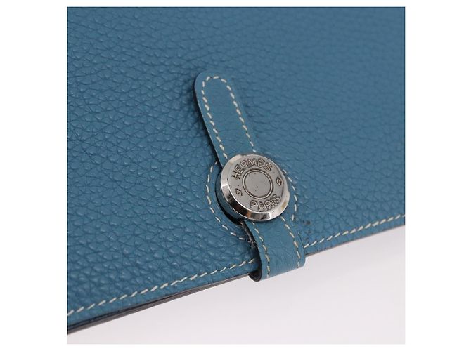 Hermès Portafoglio HERMES Dogon GM in pelle Togo Blu Argento Auth 190177M - vista 17