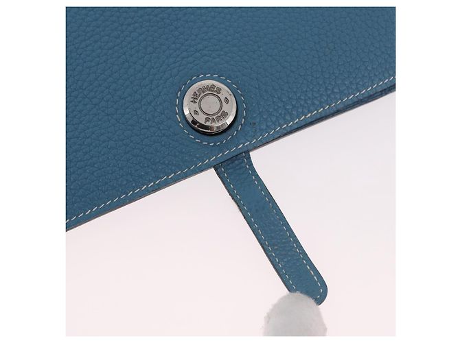 Hermès Portafoglio HERMES Dogon GM in pelle Togo Blu Argento Auth 190177M - vista 18