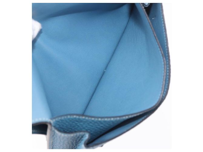 Hermès Portafoglio HERMES Dogon GM in pelle Togo Blu Argento Auth 190177M - vista 20