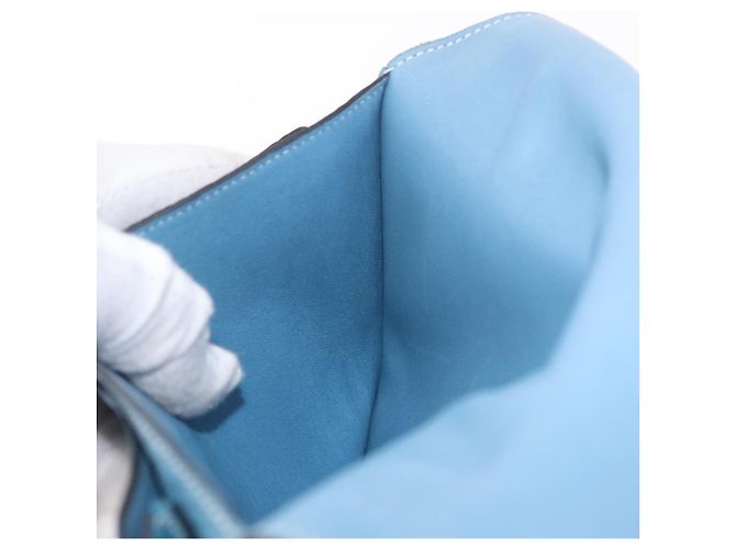 Hermès Portafoglio HERMES Dogon GM in pelle Togo Blu Argento Auth 190177M - vista 22