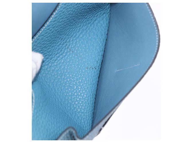 Hermès Portafoglio HERMES Dogon GM in pelle Togo Blu Argento Auth 190177M - vista 23
