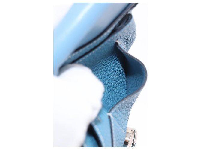 Hermès Portafoglio HERMES Dogon GM in pelle Togo Blu Argento Auth 190177M - vista 24