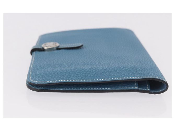 Hermès Portafoglio HERMES Dogon GM in pelle Togo Blu Argento Auth 190177M - vista 3