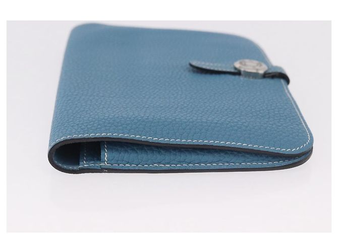 Hermès Portafoglio HERMES Dogon GM in pelle Togo Blu Argento Auth 190177M - vista 4