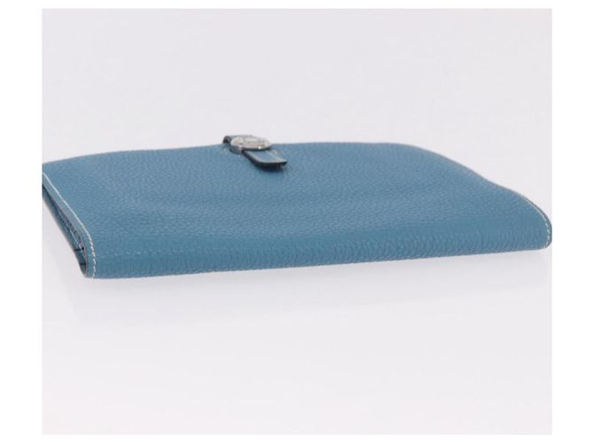 Hermès Portafoglio HERMES Dogon GM in pelle Togo Blu Argento Auth 190177M - vista 5