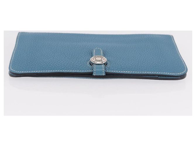 Hermès Portafoglio HERMES Dogon GM in pelle Togo Blu Argento Auth 190177M - vista 6