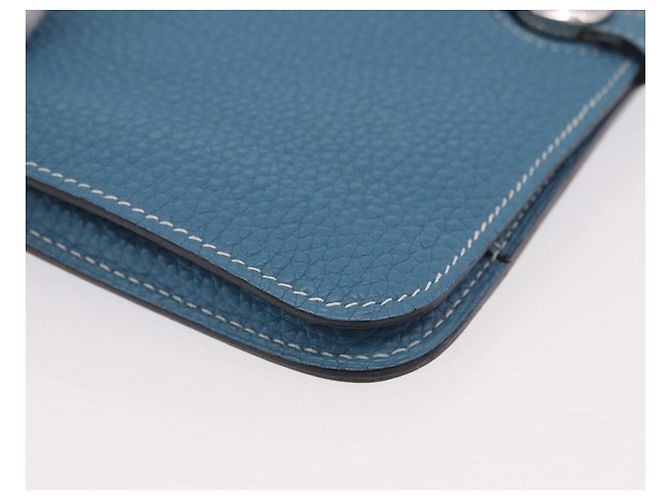 Hermès Portafoglio HERMES Dogon GM in pelle Togo Blu Argento Auth 190177M - vista 7