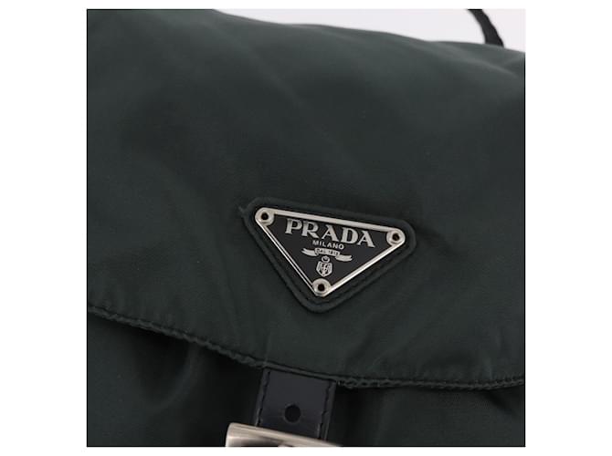 Zaino PRADA Nylon Verde Argento Auth BA13603A - vista 22