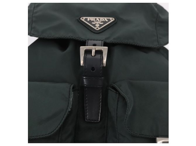 Zaino PRADA Nylon Verde Argento Auth BA13603A - vista 9