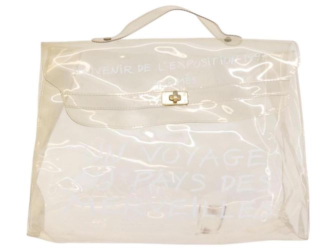 Hermès Borsa Kelly HERMES in vinile Vinyl Clear Gold Auth bs35913 D'oro - vista 13