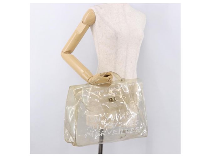 Hermès Borsa Kelly HERMES in vinile Vinyl Clear Gold Auth bs35913 D'oro - vista 20