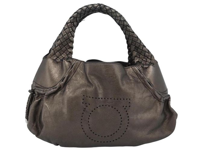 Borsa a mano Salvatore Ferragamo in pelle argento Auth ka5023 - vista 13