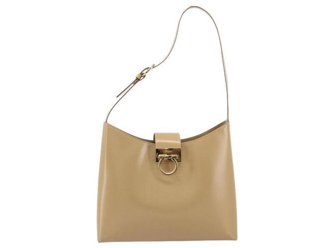 Borsa a tracolla Salvatore Ferragamo Gancini in pelle beige oro Auth ka4982 D'oro - vista 13