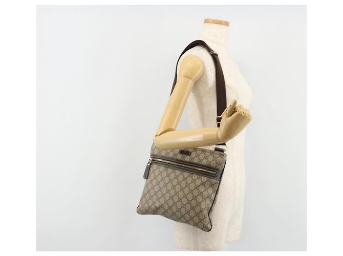 Borsa a tracolla GUCCI GG Supreme PVC Beige Oro 295257 Auth 187850 D'oro - vista 23