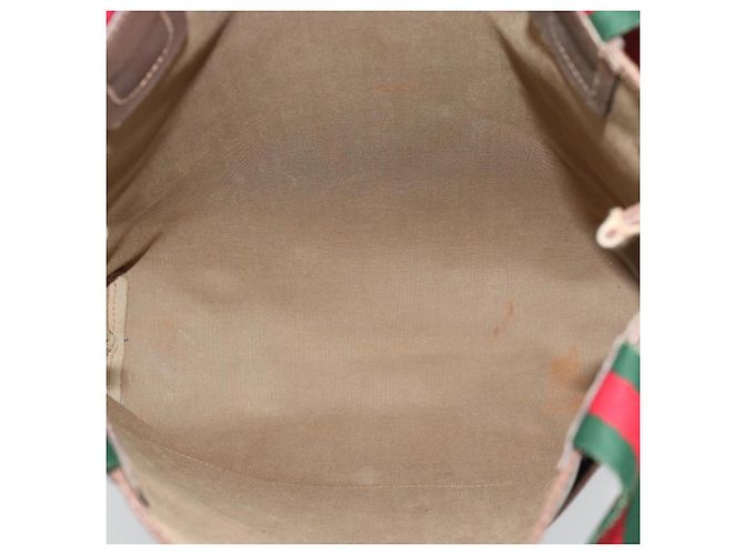 Borsa Tote GUCCI GG Supreme Web Sherry Line PVC Beige Red 002 58 6487 Auth 190108 - vista 10