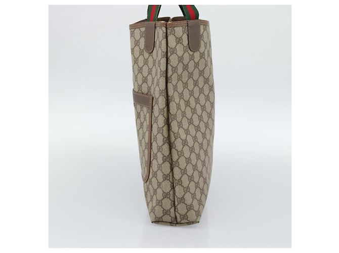 Borsa Tote GUCCI GG Supreme Web Sherry Line PVC Beige Red 002 58 6487 Auth 190108 - vista 4