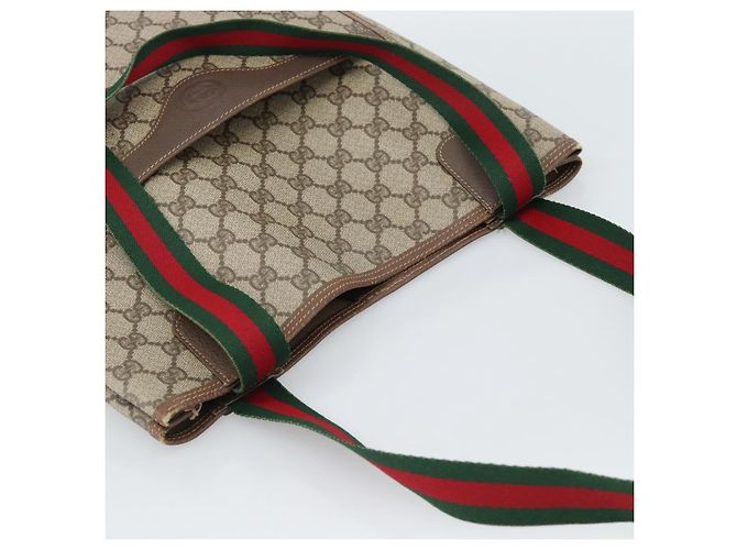 Borsa Tote GUCCI GG Supreme Web Sherry Line PVC Beige Red 002 58 6487 Auth 190108 - vista 6