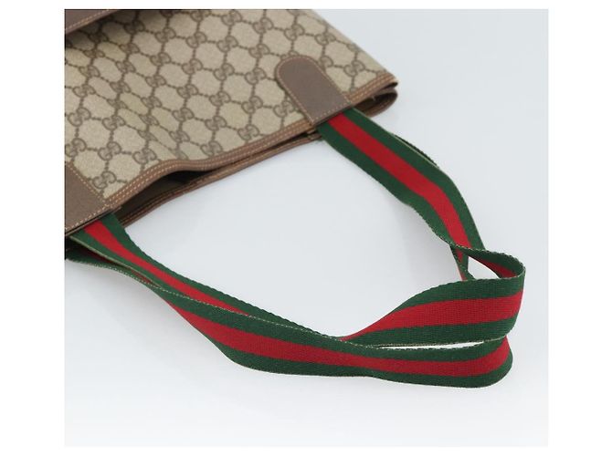 Borsa Tote GUCCI GG Supreme Web Sherry Line PVC Beige Red 002 58 6487 Auth 190108 - vista 7