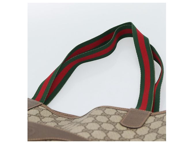 Borsa Tote GUCCI GG Supreme Web Sherry Line PVC Beige Red 002 58 6487 Auth 190108 - vista 8