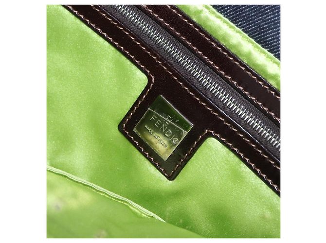 Borsa FENDI Mamma Baguette in denim con ricamo floreale blu navy e argento Auth 190100SAM - vista 22