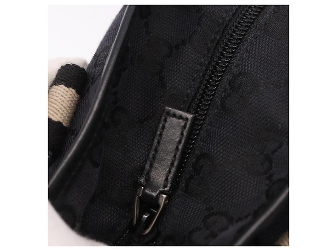 Borsa Tote GUCCI GG Canvas Sherry Line Nera Argento 019 0401 Auth 187830A Nero - vista 10