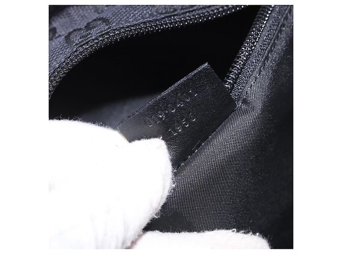 Borsa Tote GUCCI GG Canvas Sherry Line Nera Argento 019 0401 Auth 187830A Nero - vista 12