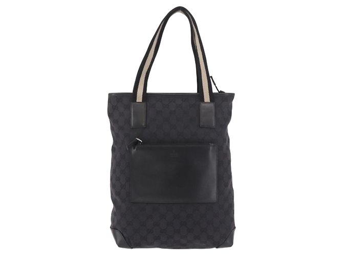 Borsa Tote GUCCI GG Canvas Sherry Line Nera Argento 019 0401 Auth 187830A Nero - vista 13