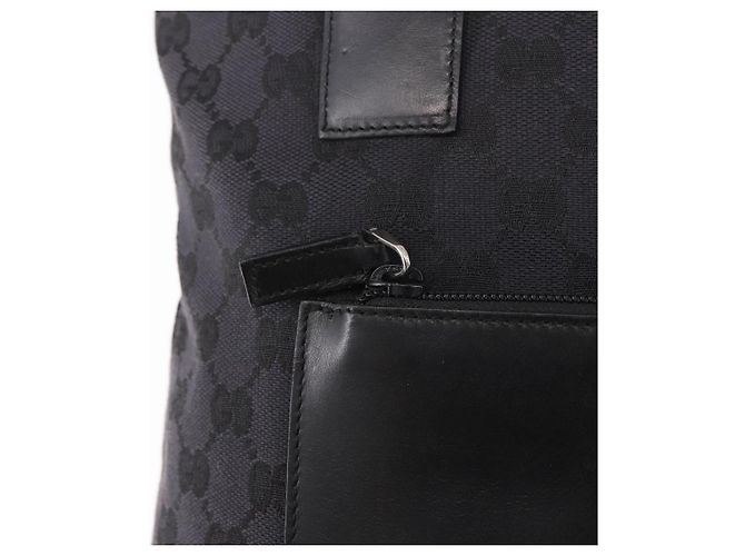Borsa Tote GUCCI GG Canvas Sherry Line Nera Argento 019 0401 Auth 187830A Nero - vista 18