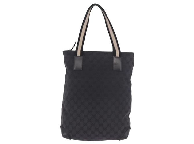 Borsa Tote GUCCI GG Canvas Sherry Line Nera Argento 019 0401 Auth 187830A Nero - vista 2