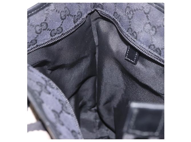 Borsa Tote GUCCI GG Canvas Sherry Line Nera Argento 019 0401 Auth 187830A Nero - vista 21