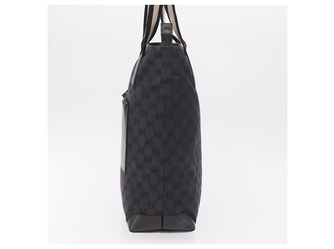 Borsa Tote GUCCI GG Canvas Sherry Line Nera Argento 019 0401 Auth 187830A Nero - vista 3