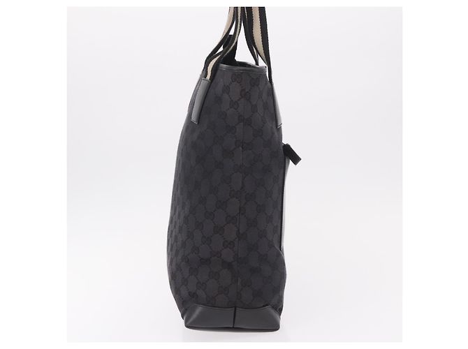 Borsa Tote GUCCI GG Canvas Sherry Line Nera Argento 019 0401 Auth 187830A Nero - vista 4