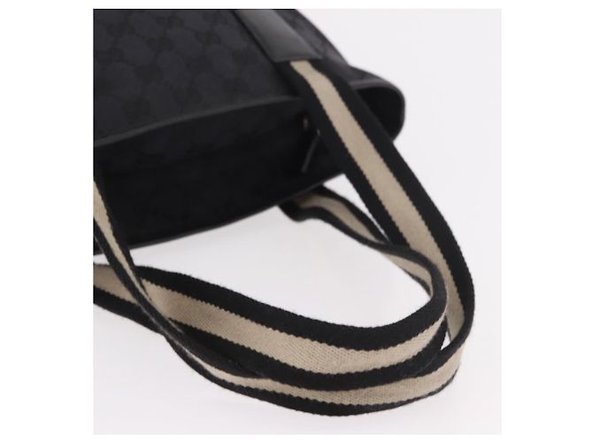 Borsa Tote GUCCI GG Canvas Sherry Line Nera Argento 019 0401 Auth 187830A Nero - vista 7
