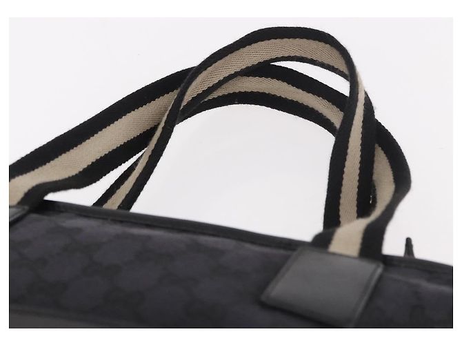 Borsa Tote GUCCI GG Canvas Sherry Line Nera Argento 019 0401 Auth 187830A Nero - vista 8
