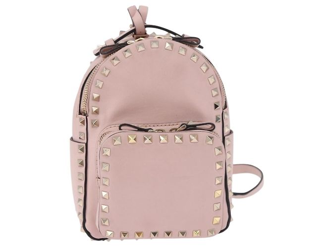 VALENTINO Studs Backpack Leather Pink Gold Auth BA13535 Golden - view 13