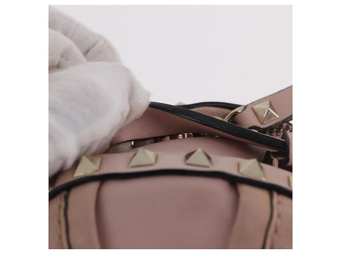 VALENTINO Studs Backpack Leather Pink Gold Auth BA13535 Golden - view 14