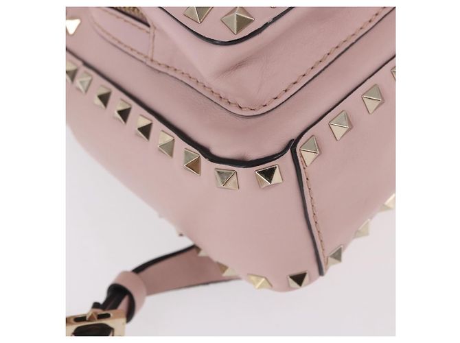 VALENTINO Studs Backpack Leather Pink Gold Auth BA13535 Golden - view 16