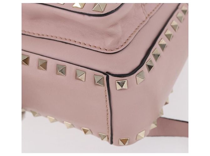VALENTINO Studs Backpack Leather Pink Gold Auth BA13535 Golden - view 17
