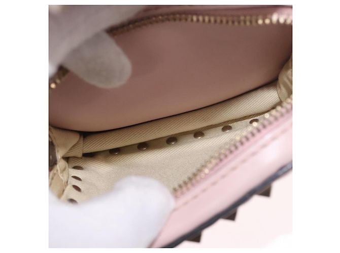 VALENTINO Studs Backpack Leather Pink Gold Auth BA13535 Golden - view 24