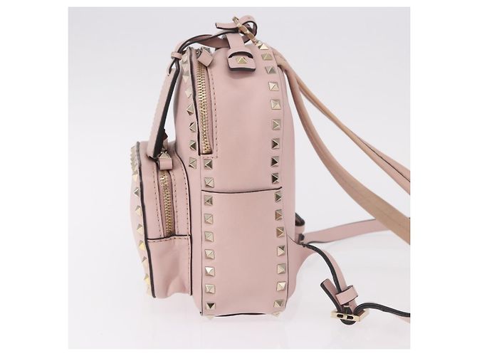 VALENTINO Studs Backpack Leather Pink Gold Auth BA13535 Golden - view 3