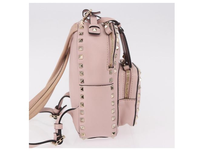 VALENTINO Studs Backpack Leather Pink Gold Auth BA13535 Golden - view 4