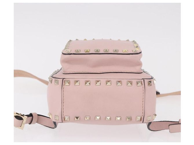 VALENTINO Studs Backpack Leather Pink Gold Auth BA13535 Golden - view 5