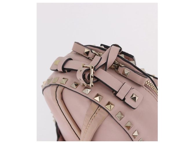 VALENTINO Studs Backpack Leather Pink Gold Auth BA13535 Golden - view 6
