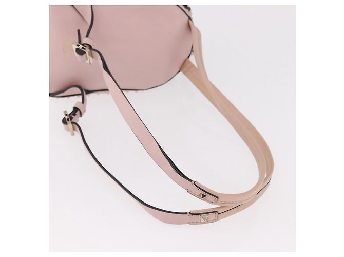 VALENTINO Studs Backpack Leather Pink Gold Auth BA13535 Golden - view 8