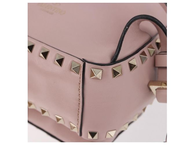 VALENTINO Studs Backpack Leather Pink Gold Auth BA13535 Golden - view 9