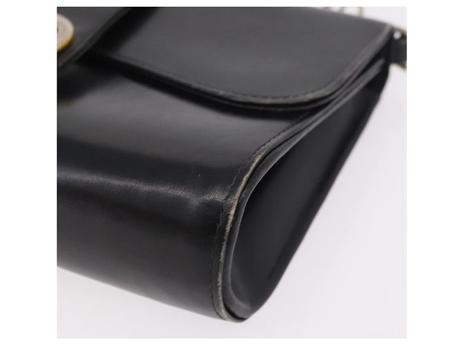 Borsa a tracolla GUCCI Horsebit Chain in pelle nera e oro Auth 189930 Nero D'oro - vista 15