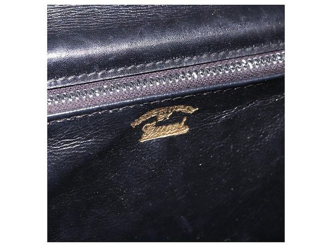 Borsa a tracolla GUCCI Horsebit Chain in pelle nera e oro Auth 189930 Nero D'oro - vista 19