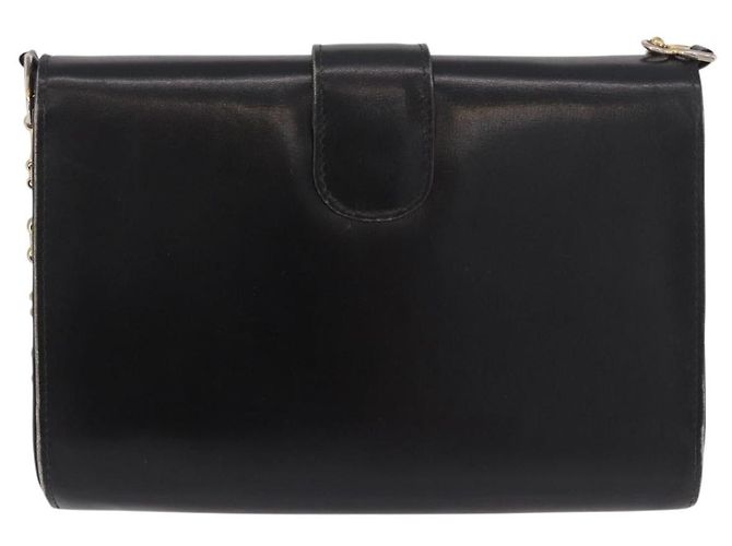 Borsa a tracolla GUCCI Horsebit Chain in pelle nera e oro Auth 189930 Nero D'oro - vista 2