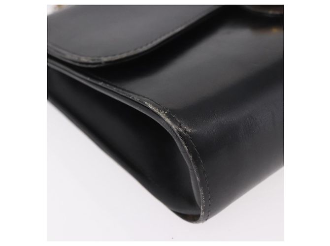 Borsa a tracolla GUCCI Horsebit Chain in pelle nera e oro Auth 189930 Nero D'oro - vista 8