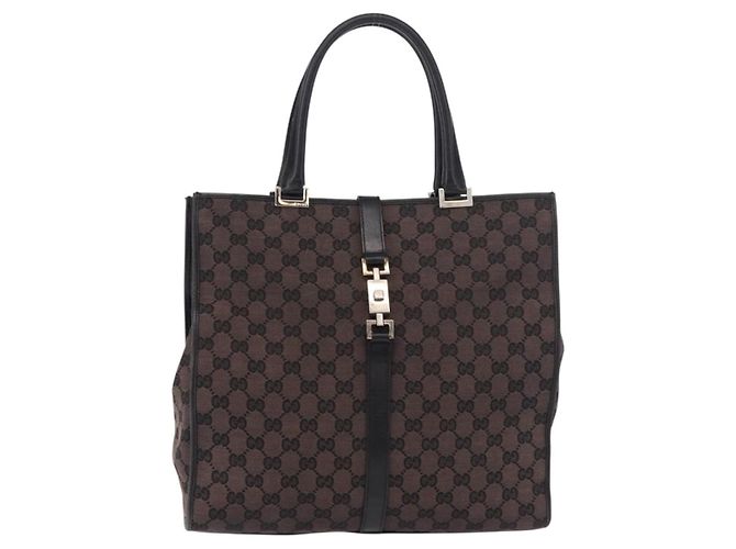 Borsa Tote GUCCI GG Canvas Jackie Dark Brown Silver 002 1064 Auth ka5021A - vista 13